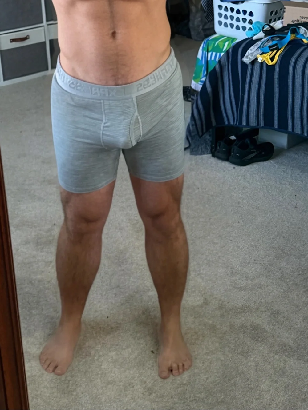 Men's Express Light Gray Performance Boxer Briefs XL